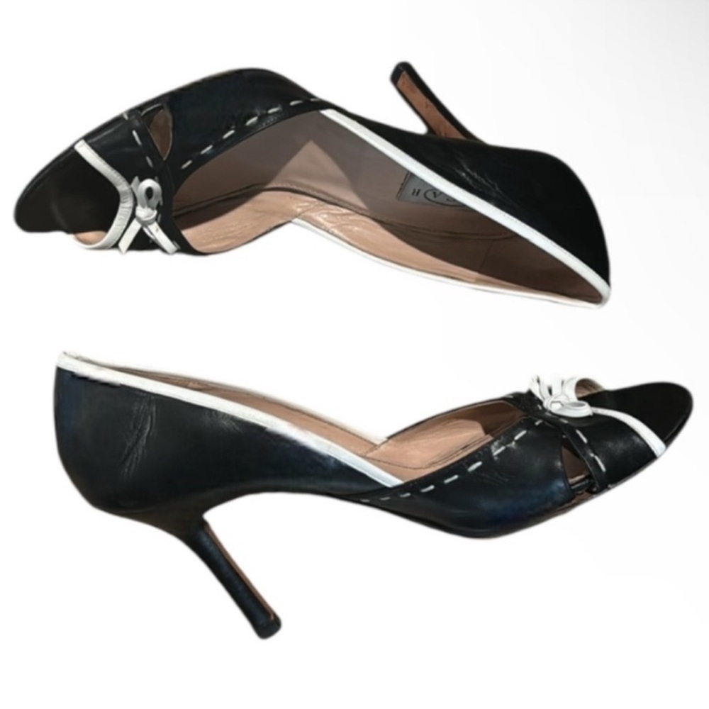 Authentic Oscar De La Renta luxury signature designer open toe heels sz 8.5 - Picture 7 of 11